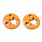 Spray Painted Brass Charms, Flat Round with Star, Dark Orange, 14.5x14.5x2.5mm, Hole: 2mm