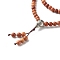 Gourd Alloy Pendant Necklace for Girl Women, Natural Scentedros Wood Beads Necklace, Saddle Brown, 24.41 inch(62cm)