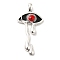 Alloy Enamel Pendants, Platinum, Eye with Tear, Black, 47.5x23.5x3.5mm, Hole: 3.5x5mm