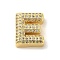 Brass Micro Pave Clear Cubic Zirconia Charms, Real 18K Gold Plated, Letter E, 13x11x5mm, Hole: 2x2.5~3mm