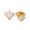 Alloy Enamel Pandants,  Lead Free & Cadmium Free, Light Gold, Diamond Charm, White, 16x16x5.5mm, Hole: 1.4mm