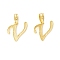 Rack Plating Eco-Friendly Brass Letter Pendants, Real 18K Gold Long-Lasting Plated, Cadmium Free & Lead Free, Letter.V, 17.5x14.5x1.5mm, Hole: 6.5x3.3mm