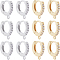 Beebeecraft 12Pcs 2 Colors Brass Micro Pave Clear Cubic Zirconia Huggie Hoop Earring Findings, with Horizontal Loop, Nickel Free, Real 18K Gold Plated & Platinum, 20 Gauge, 13.5x12x2.5mm, Hole: 1mm, Pin: 0.8mm, 6Pcs/color