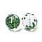 Handmade Glass Enamel Beads Strands, Hand Drawn Beads, Round, Green, 13x12mm, Hole: 1.2mm, about 30pcs/strand