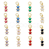 16PCS 8Colors Brass Cubic Zirconia Charms KK-DC0003-77-1