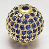 CZ Brass Micro Pave Cubic Zirconia Round Beads ZIRC-L017-8mm-09G-1