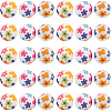 30pcs Round with Flower Pattern Silicone Focal Beads SIL-SC0002-03B-1