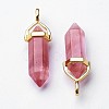 Cherry Quartz Glass Double Terminated Pointed Pendants G-G902-C09-4