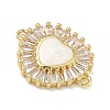 Brass Pave Clear Cubic Zirconia Connector Charms KK-A293-12G-04-2