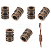 6Pcs Antique Style Groove Column Shape Brass Beads FIND-NB0005-34C-1