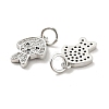 Dog Brass Micro Pave Clear Cubic Zirconia Charms KK-G425-14P-2