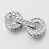 Flat Round Brass Micro Pave Cubic Zirconia Fold Over Clasps ZIRC-I014-64-FF-3