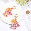 Fashion Alphabet Initial Letter Resin Keychain with Tassel Gradient Butterfly Pendant Key Ring KEYC-WH0027-105B-2
