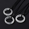 Natural Quartz Crystal Ring Pendant Necklace with Waxed Cords NJEW-R262-01A-05-2