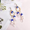 Natural Quartz Crystal Teardrop & Lampwork Mushroom Chandelier Earrings EJEW-SW00018-01-3