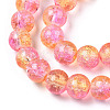 Two-Tone Crackle Baking Paint Transparent Glass Beads Strands CCG-T004-8mm-07-2