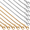 12Pcs 2 Colors 304 Stainless Steel Round Snake Chain Necklaces Set NJEW-SC0001-12-1