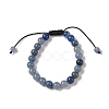 8mm Round Dyed & Heated Natural Blue Aventurine Braided Bead Bracelets BJEW-C067-01B-16-2