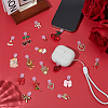 18Pcs 18 Styles Resin & Alloy Enamel & Brass Micro Pave Clear Cubic Zirconia Cherry Heart Bear Charms PVC Mobile Dustproof Plugs HJEW-ME00129-4