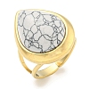Ion Plating(IP) 304 Stainless Steel Synthetic Gemstone Cuff Rings G-Z056-09G-2