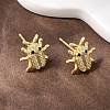 Brass Micro Pave Clear Cubic Zirconia Stud Earrings EJEW-F400-03D-G-5