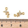 SHEGRACE Brass Micro Pave Clear Cubic Zirconia Double Star Links Connector Charms XGRQ2O832-454G-3
