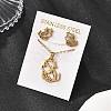 Hollow Cow 201 Stainless Steel Pendant Necklaces & Stud Earrings Sets for Women SJEW-Q025-05G-1
