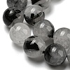 Grade A Natural Tourmalinated Quartz/Black Rutilated Quartz Beads Strands G-R494-A06-04-3