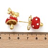 Mushroom with Bowknot Brass Enamel Dangle Stud Earrings EJEW-F895-25B-G-5