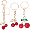 3Pcs 3 Styles Cherry Alloy Enamel Keychain KEYC-CP0001-39-1