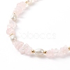 Natural Rose Quartz Chips & Pearl Beaded Necklace NJEW-JN04008-01-5