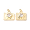 Brass Micro Pave Clear Cubic Zirconia Pendants ZIRC-P098-12G-1