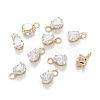 Brass Clear Cubic Zirconia Charms ZIRC-G170-13-2