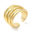 Rack Plating Brass Multi Line Open Cuff Ring for Women RJEW-A016-04G-3