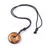 Adjustable Natural Tiger Eye Pendant Necklaces NJEW-A125-C09-1