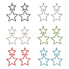 FIBLOOM 6 Pairs 6 Colors Alloy Hollow Star Dangle Stud Earrings with Rhinestone for Women EJEW-FI0001-87-1