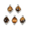 Natural Tiger Eye Faceted Connector Charms G-L514-048G-04-1