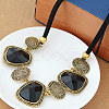 Exaggerated Alloy Glass Trapezoid Oval Statement Bib Necklaces for Women WG667FB-01-1