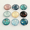 Flatback Half Round/Dome Flower and Plants Pattern Glass Cabochons GGLA-R026-12mm-15-1