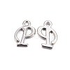 Platinum Plated Alloy Letter Pendants X-PALLOY-J718-01P-P-1