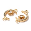 Brass Micro Pave Clear Cubic Zirconia Connector Charms KK-B074-12G-2