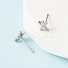 Brass Micro Pave Clear Cubic Zirconia Star Stud Earrings EJEW-L278-02P-3