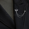 2Pcs Rhinestone Crown Hanging Chain Brooch JEWB-LP0004-97-3
