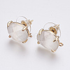 Faceted Glass Stud Earring Findings GLAA-F084-A07-1