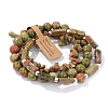 3Pcs Natural Unakite Bead Bracelet  Sets for Men PW-WG3CBCD-03-1