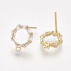 Brass Cubic Zirconia Stud Earring Findings X-KK-S350-343-2