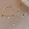 Star Stainless Steel with Natural Shell Double Layer Pendant Necklaces & Charm Bracelets Sets WGBAFA5-03-1