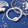 Adjustable ABS Plastic Imitation Pearl & Acrylic Shell Shape Braided Bead Bracelets BJEW-JB10104-04-2