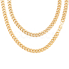 2Pcs 7mm Stainless Steel Cuban Link Chain Necklaces for Women Men NJEW-BBC0001-39B-1