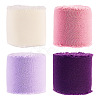 4 Rolls 4 Colors Frayed Polyester Ribbon OCOR-TA0002-87A-1